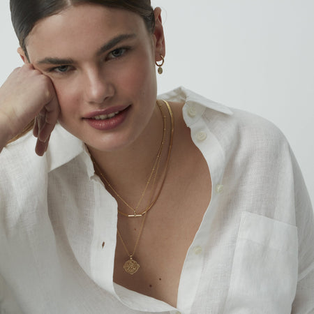 T-Bar Necklace Gold With Bead Chain